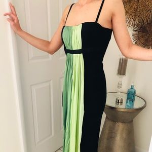 Evening long dress in black and green